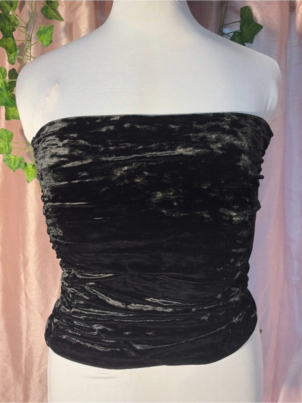Free People Black Velvet Strapless top